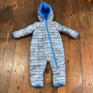 Gray and Blue Kids One Piece Snowsuit